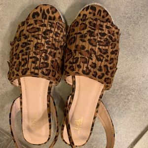 L&B leopard fringe sandals